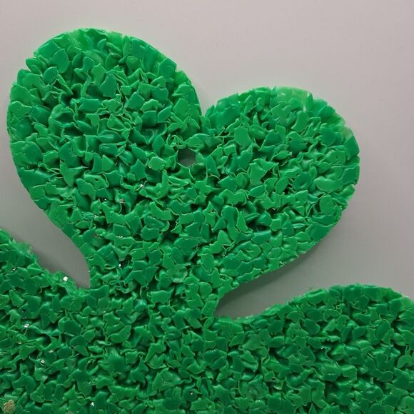 Vtg 10" H Melted Popcorn Plastic Decor St Patricks Day Holiday Green Clover Leaf - Picture 8 of 16